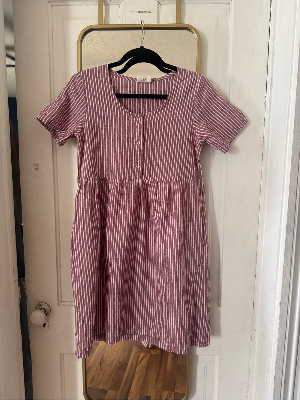 Conscious Clothing Boardwalk Striped Pink Button-Front Dress
